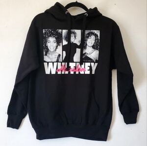 New Whitney Houston Logo Decal Black‎ Hoodie Sweatshirt Size Small Unisex NWOT